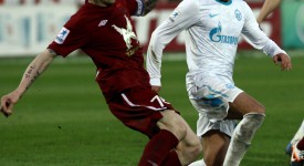 Azione di gioco tra Rubin Kazan e Zenit 